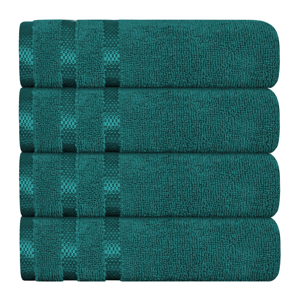 Belmont Viscose Stripe Jade Green Towels 100% Cotton Hotel Quality Super Absorbent 10 Piece Bale Set, 4 Hand Towel & 12 Face Cloths by OLIVIA ROCCO