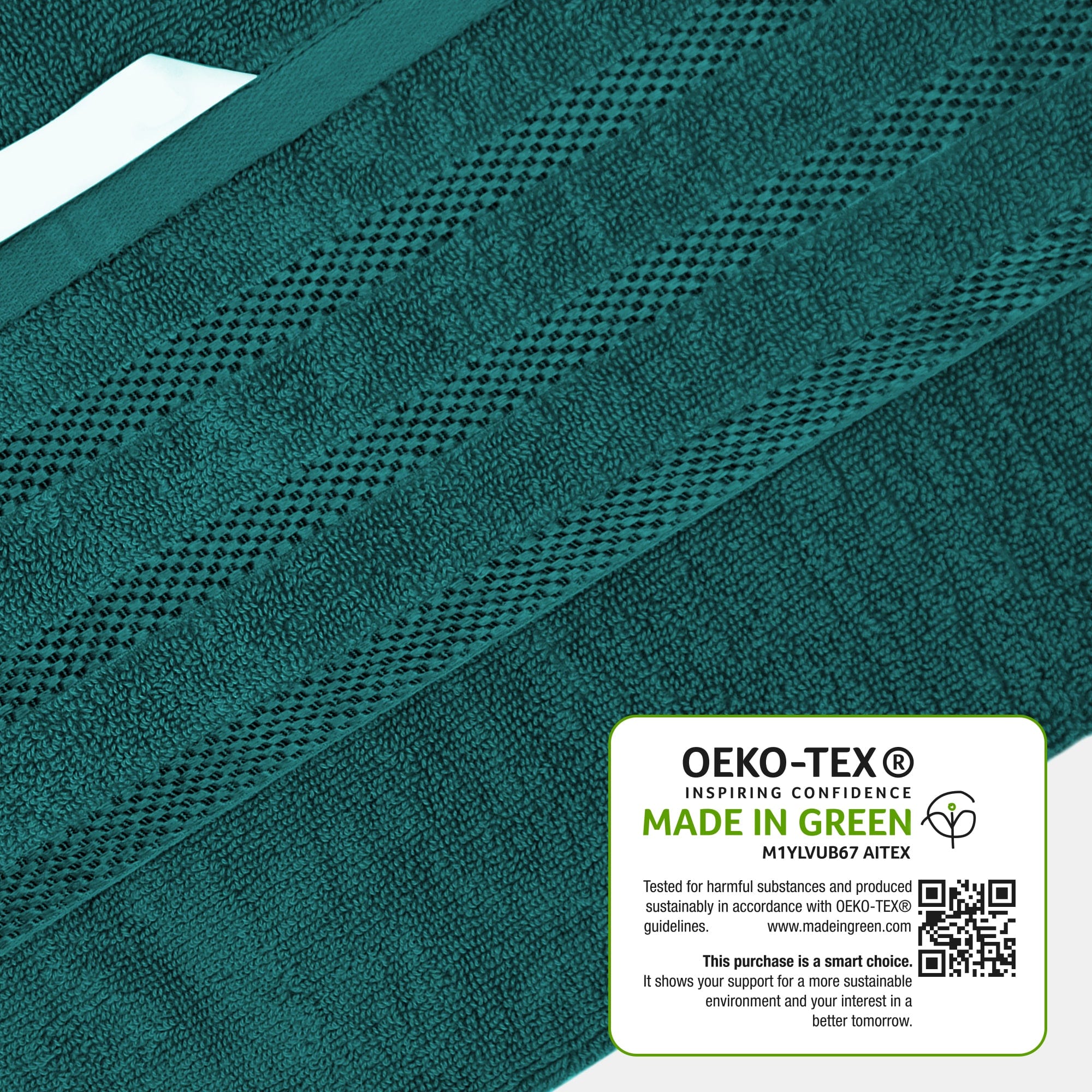 Belmont Viscose Stripe Jade Green Towels 100% Cotton Hotel Quality Super Absorbent 10 Piece Bale Set, 4 Hand Towel & 12 Face Cloths by OLIVIA ROCCO
