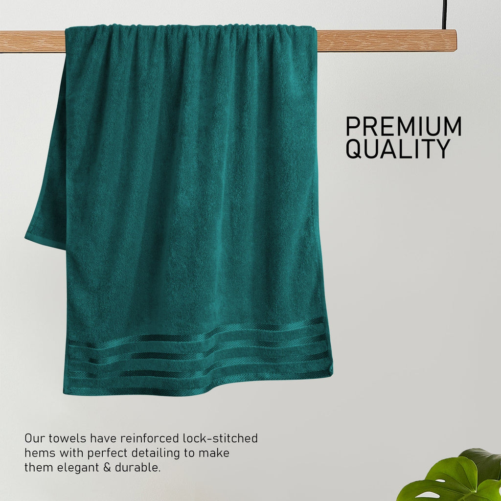 Belmont Viscose Stripe Jade Green Towels 100% Cotton Hotel Quality Super Absorbent 10 Piece Bale Set, 4 Hand Towel & 12 Face Cloths by OLIVIA ROCCO