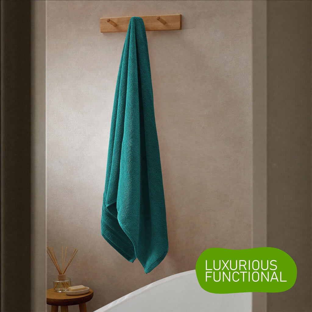 Belmont Viscose Stripe Jade Green Towels 100% Cotton Hotel Quality Super Absorbent 10 Piece Bale Set, 4 Hand Towel & 12 Face Cloths by OLIVIA ROCCO