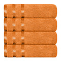 Belmont Viscose Stripe Orange Towels 100% Cotton Hotel Quality Super Absorbent 10 Piece Bale Set, 4 Hand Towel & 12 Face Cloths by OLIVIA ROCCO