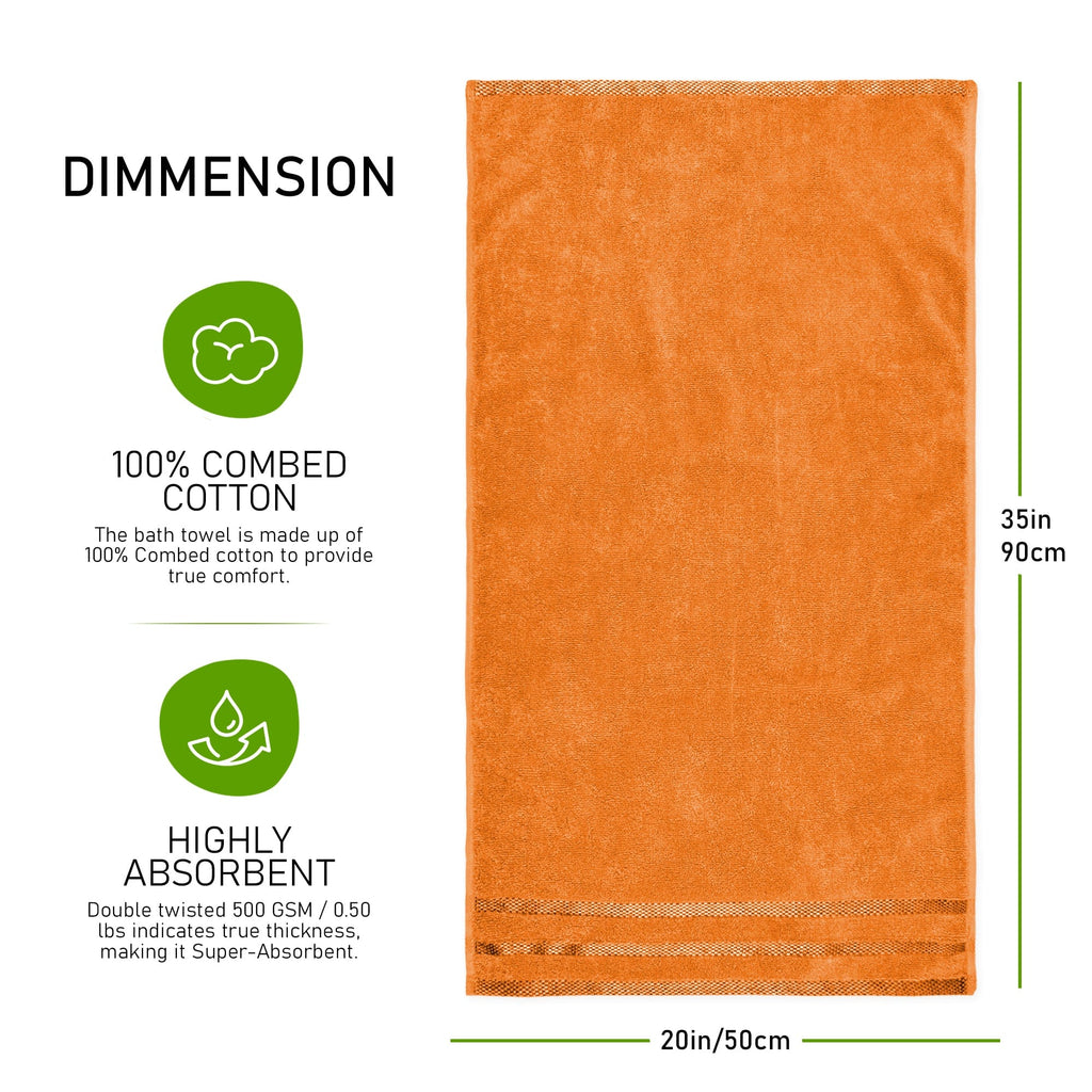 Belmont Viscose Stripe Orange Towels 100% Cotton Hotel Quality Super Absorbent 10 Piece Bale Set, 4 Hand Towel & 12 Face Cloths by OLIVIA ROCCO
