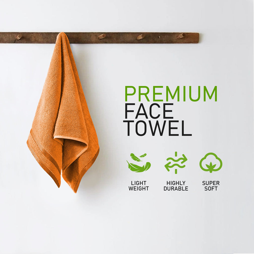 Belmont Viscose Stripe Orange Towels 100% Cotton Hotel Quality Super Absorbent 10 Piece Bale Set, 4 Hand Towel & 12 Face Cloths by OLIVIA ROCCO
