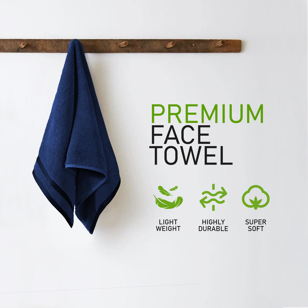 Belmont Viscose Stripe Royal Blue Towels 100% Cotton Hotel Quality Super Absorbent 10 Piece Bale Set, 4 Hand Towel & 12 Face Cloths by OLIVIA ROCCO