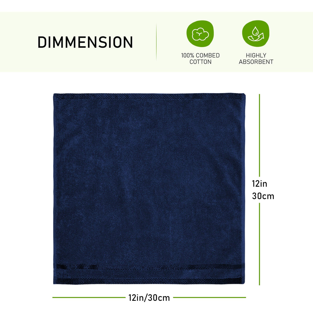 Belmont Viscose Stripe Royal Blue Towels 100% Cotton Hotel Quality Super Absorbent 10 Piece Bale Set, 4 Hand Towel & 12 Face Cloths by OLIVIA ROCCO