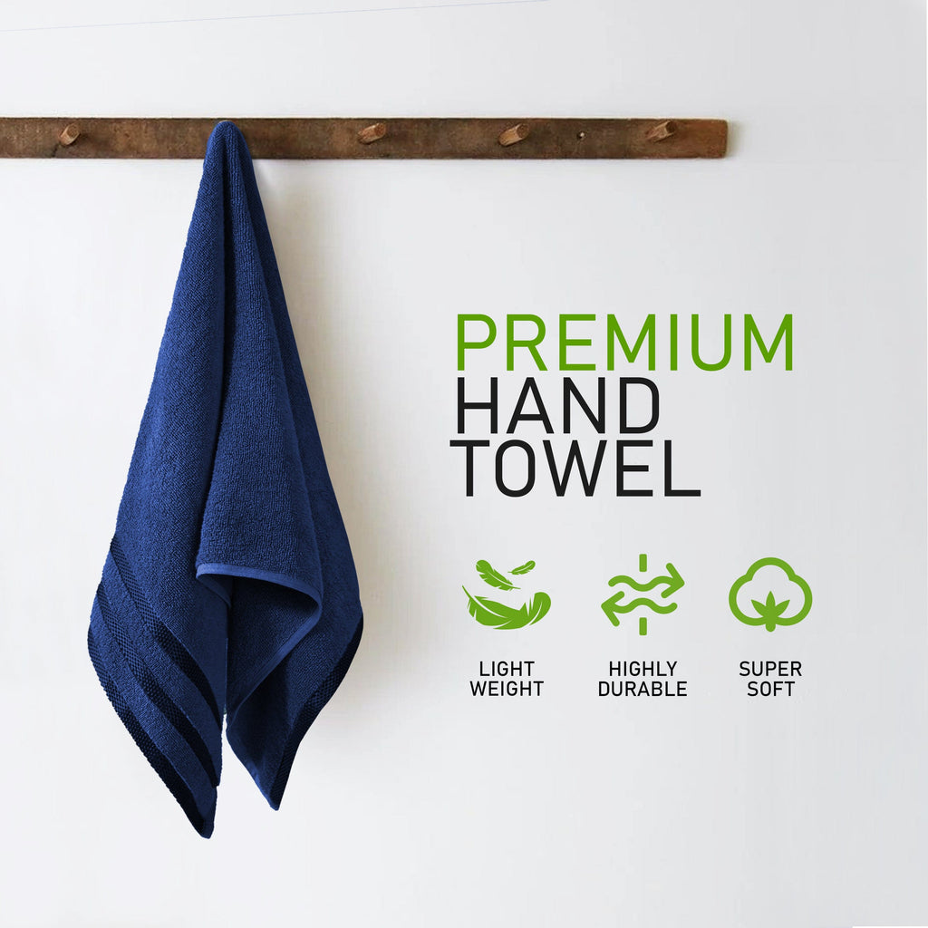 Belmont Viscose Stripe Royal Blue Towels 100% Cotton Hotel Quality Super Absorbent 10 Piece Bale Set, 4 Hand Towel & 12 Face Cloths by OLIVIA ROCCO