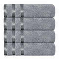 Belmont Viscose Stripe Silver Towels 100% Cotton Hotel Quality Super Absorbent 10 Piece Bale Set, 4 Hand Towel & 12 Face Cloths by OLIVIA ROCCO