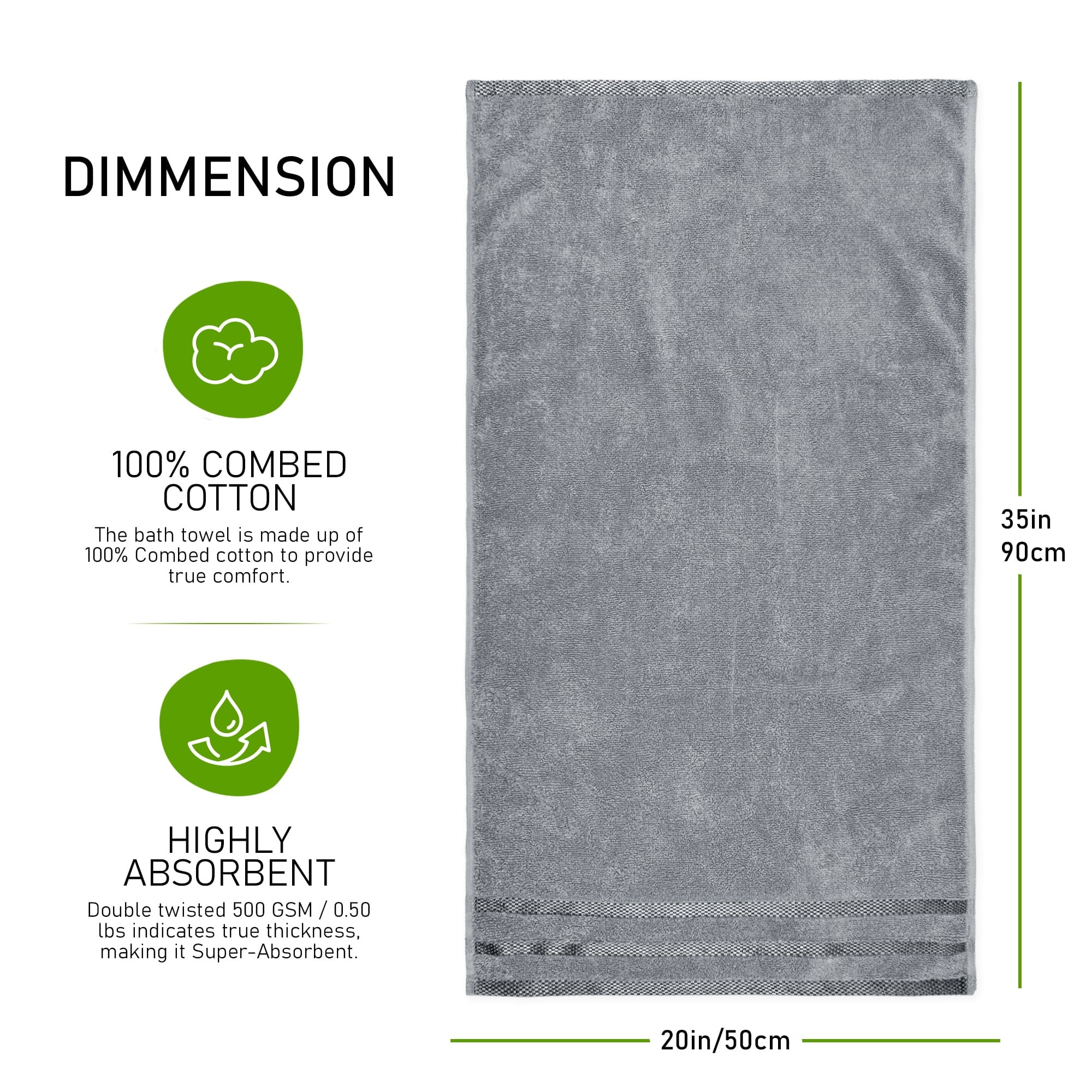 Belmont Viscose Stripe Silver Towels 100% Cotton Hotel Quality Super Absorbent 10 Piece Bale Set, 4 Hand Towel & 12 Face Cloths by OLIVIA ROCCO