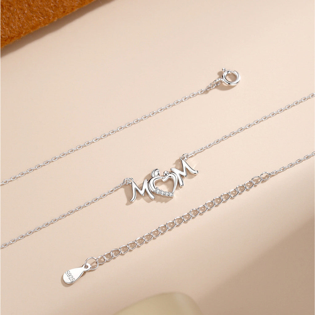 New S925 Sterling Silver Necklace Love Wings Women's Mother's Day Gift