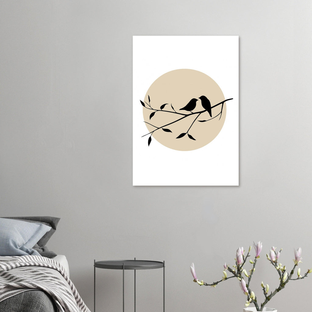 Bird Silhouette Poster – Minimalist Wall Art with Setting Sun | Nature Decor Gift