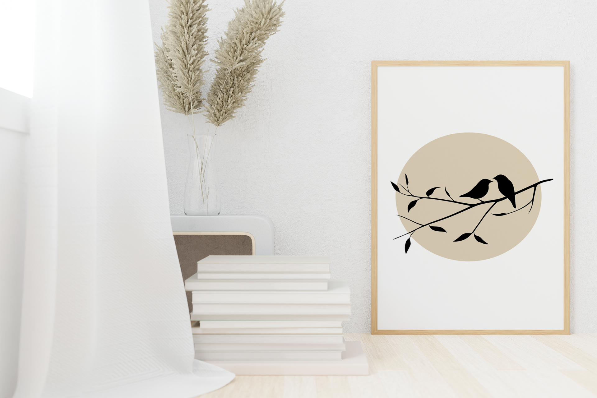 Bird Silhouette Poster – Minimalist Wall Art with Setting Sun | Nature Decor Gift