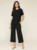 Ladies 8-Button on Shoulder Trousers Set