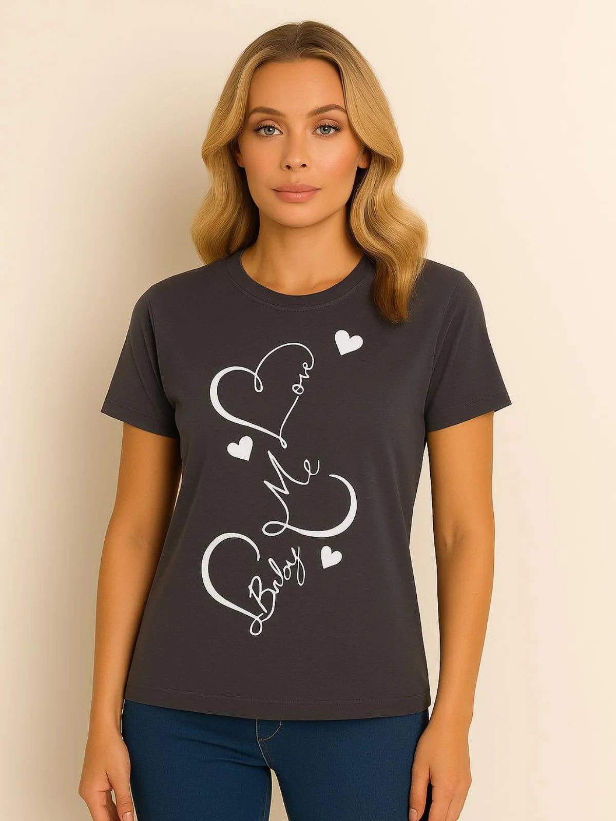 Love Me Baby Heart Print T-Shirt