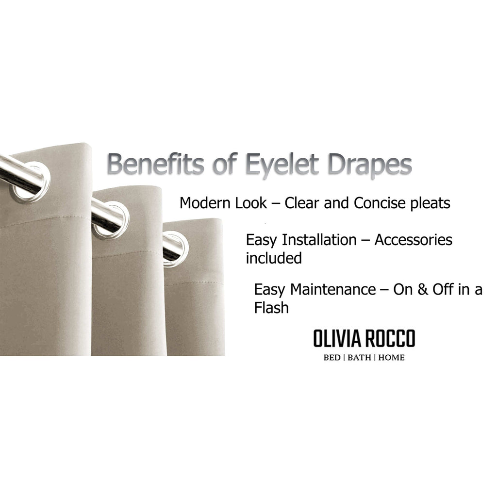 Blackout Natural Eyelet Curtains Thermal Ring Top Window Treatment for Living Room & Bedroom by OLIVIA ROCCO