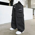 Boys Loose Cargo Pants – Autumn Cotton Blend Trousers for Kids 110-170 cm, Streetwear Style Black or Beige