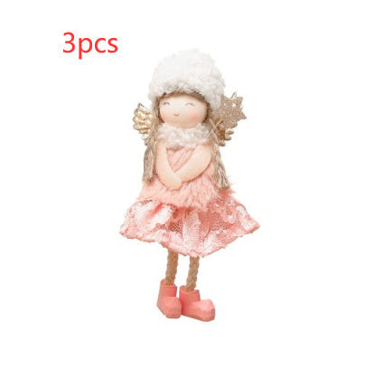 Christmas Lace Angel Doll Christmas Tree Small Pendant Lift Snowflake Girl Christmas Show Window Decorations Accessories