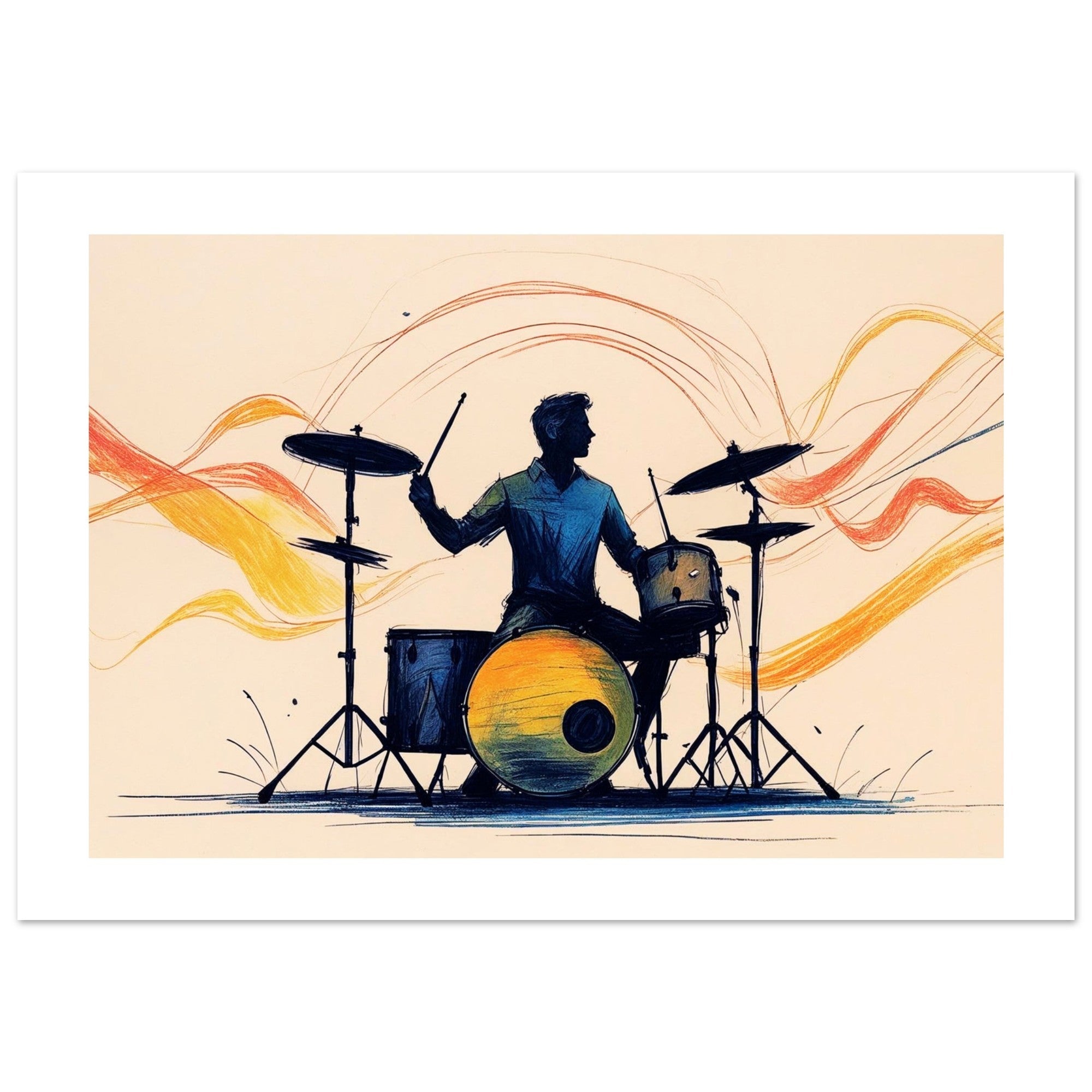 Abstract Drum Player Wall Art - Jazz & Rock Music Poster