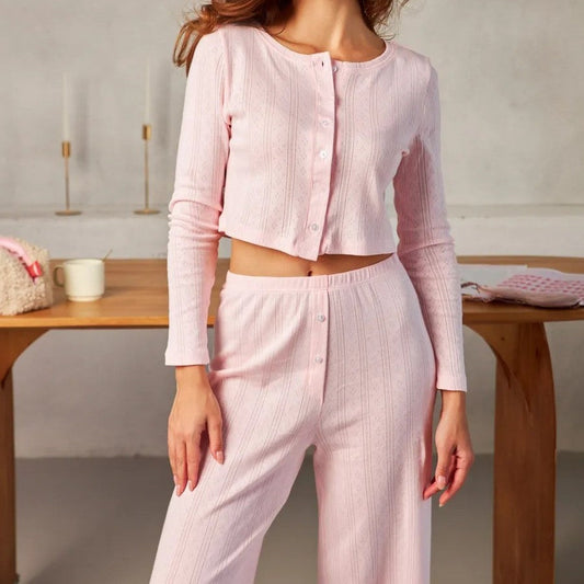 Women's Long Sleeve Top And Pants Pajama Set