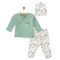 HelloBaby Baby Boy Footed Bottom & Hat & Jumpsuit - Ecru
