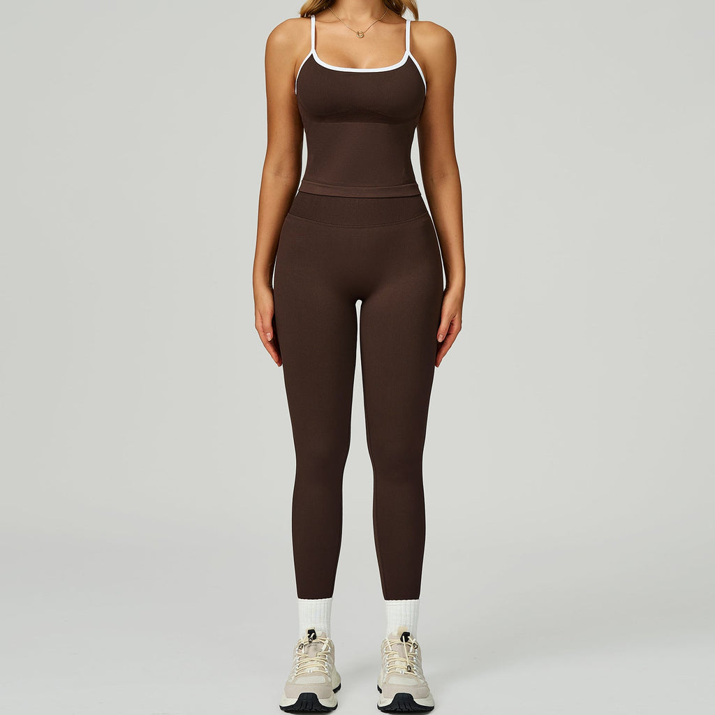 Women's Vest And Pants Color-blocking Yoga Set
