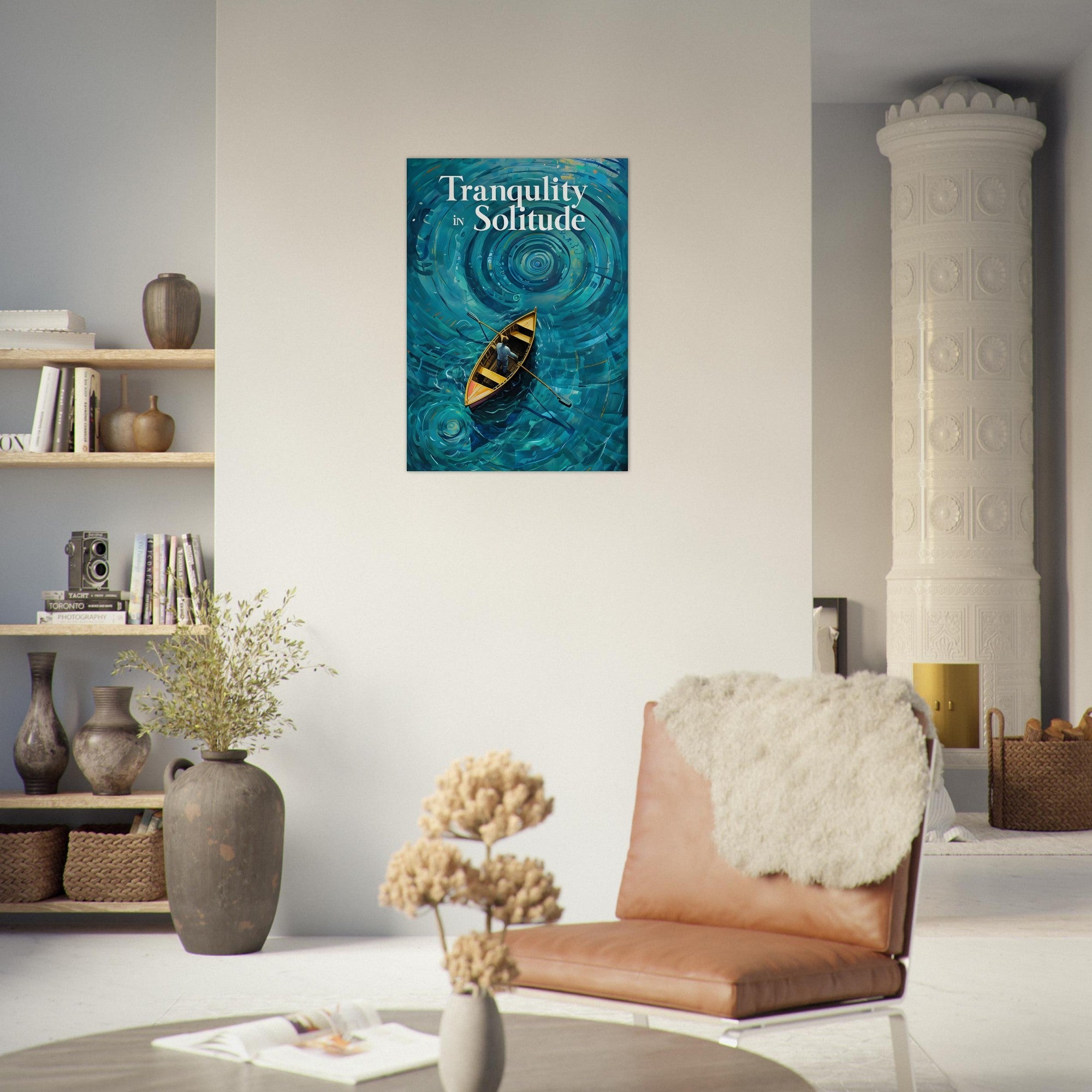 Surreal Boat Poster - Tranquility in Solitude - Stunning Teal Art Print