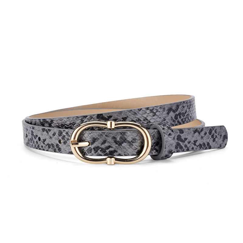Versatile Snake Print Leather Belt For Women