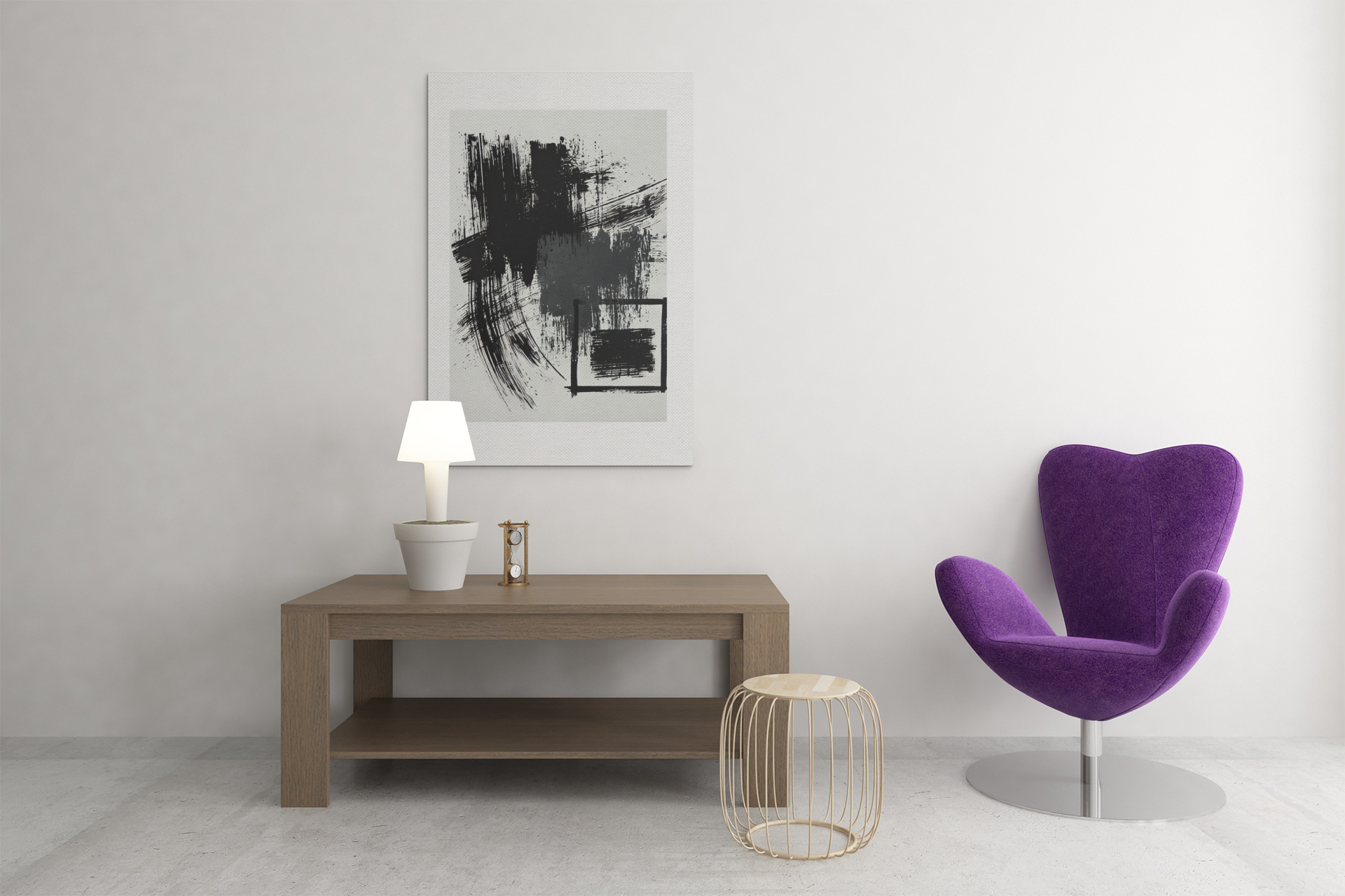 Bold Black Brushstroke Canvas – Minimal Abstract Wall Art | Modern Monochrome Decor
