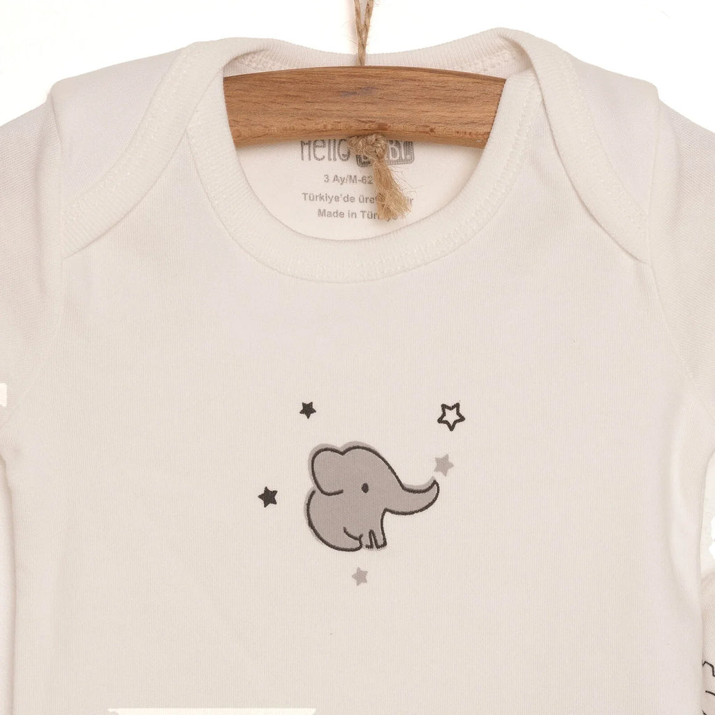 HelloBaby Newborn Unisex Baby Footed Jumpsuit - Body -Hat - Ecru