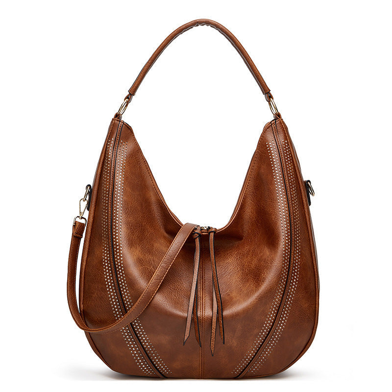 New Trend Retro Large Capacity Tote Shoulder Bag Tassel Hollow One-shoulder Casual Bag Women's Big Bag Casual Bag