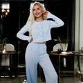 Women's Casual Printed Long-sleeve Top And Pants Set