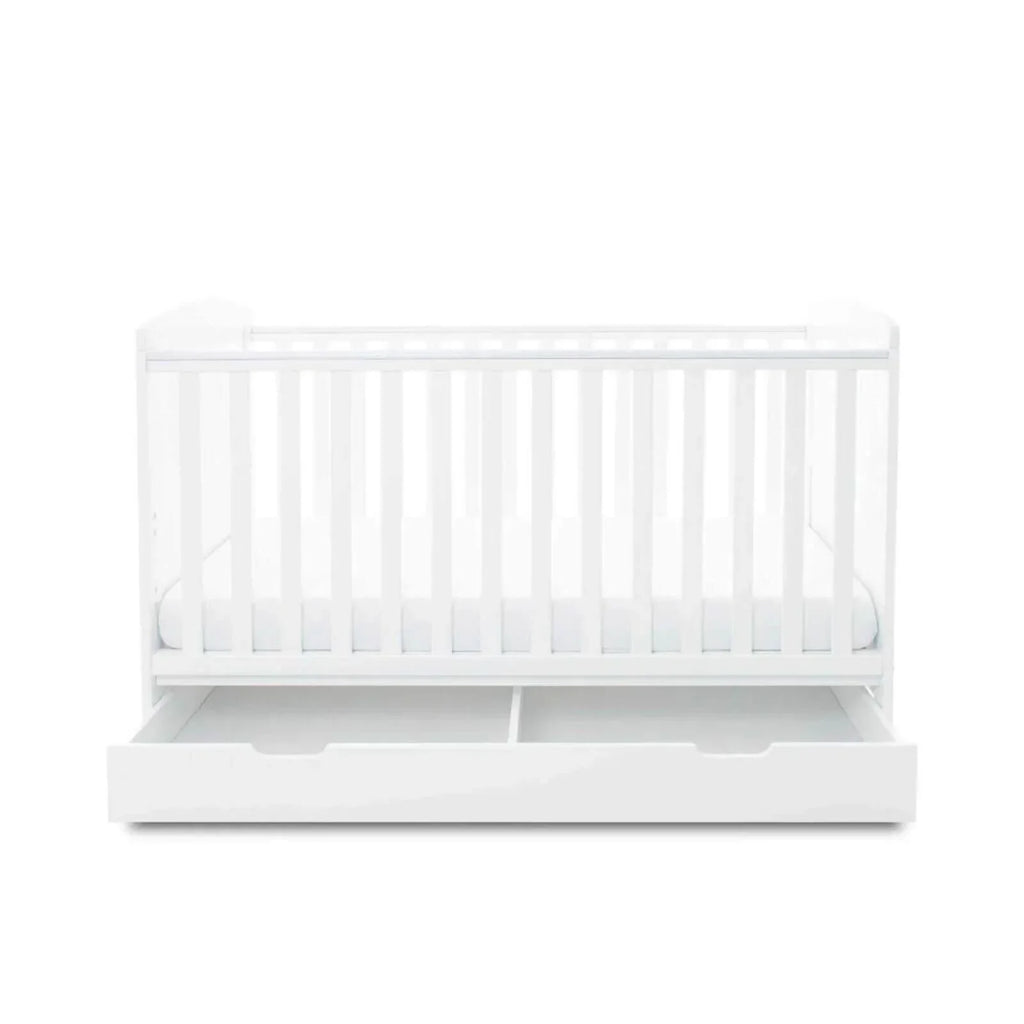 Ickle Bubba Coleby Classic Cot Bed & Under Drawer White - Fibre Mattress