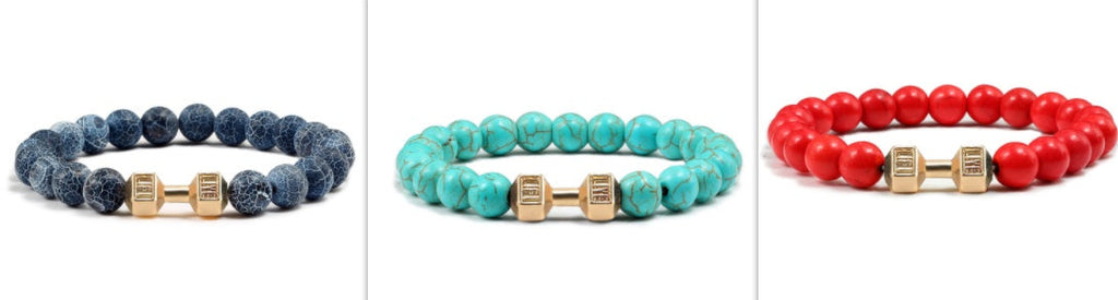 Turquoise Energy Healing Bracelet - Gun Black Barbell Bead Bracelet for Men & Women | Natural Stone Jewelry