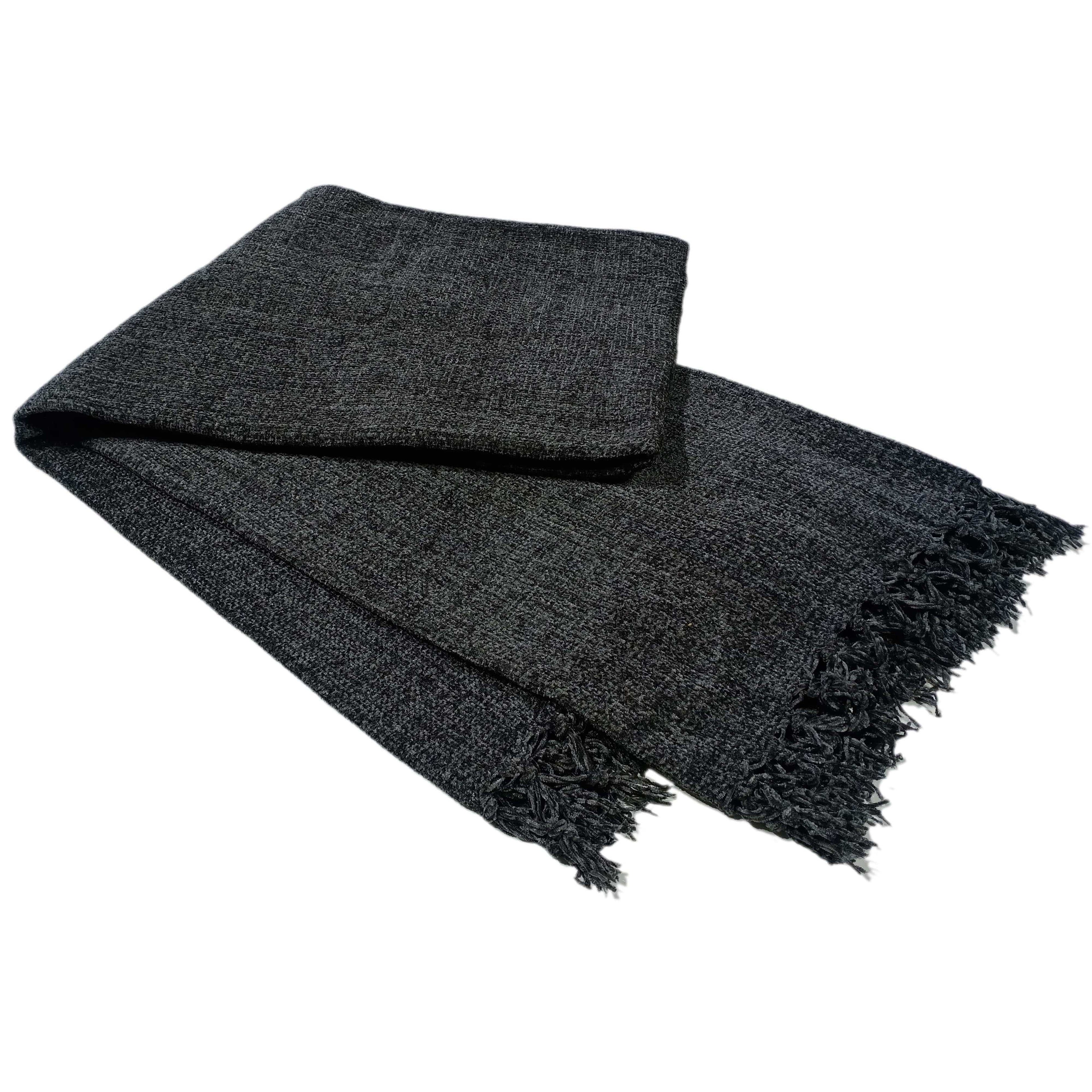 Chenille Tassel Elegant Throw Blanket for Couch Sofa Bed All-Season Soft Luxury by OLIVIA ROCCO