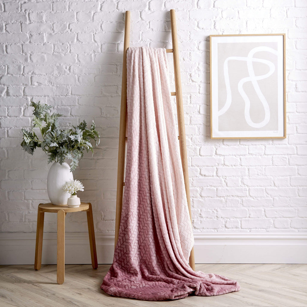 Chevron Ombre Effect Luxurious Oversized Throw Blanket Chunky Soft Fleece for Sofa or Bed All-Season Comfort in Calming Colours by OLIVIA ROCCO