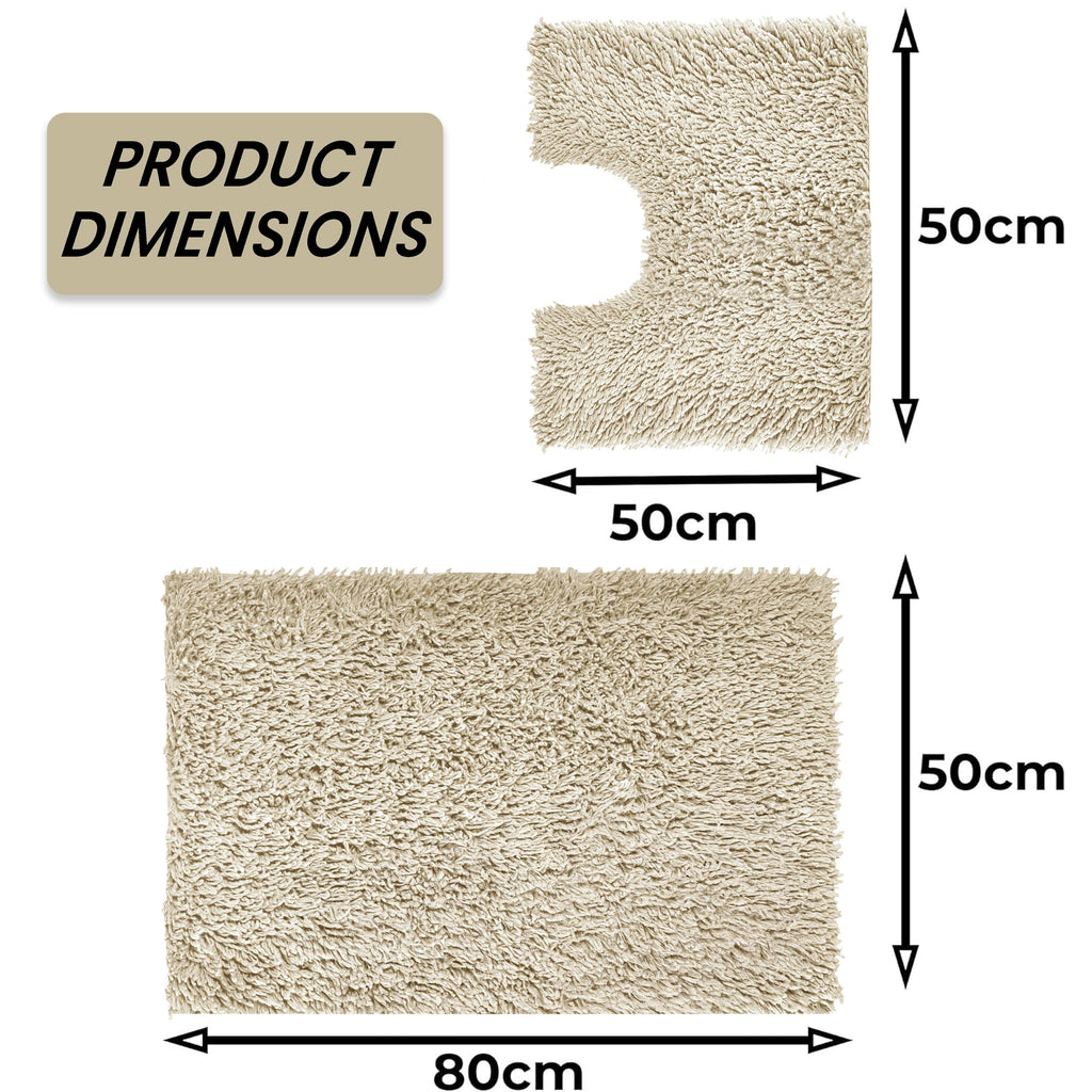 Como 2 Piece Natural Bath Mat & Pedestal Set Non-Slip Super Absorbent Cotton Bathroom Mats by OLIVIA ROCCO