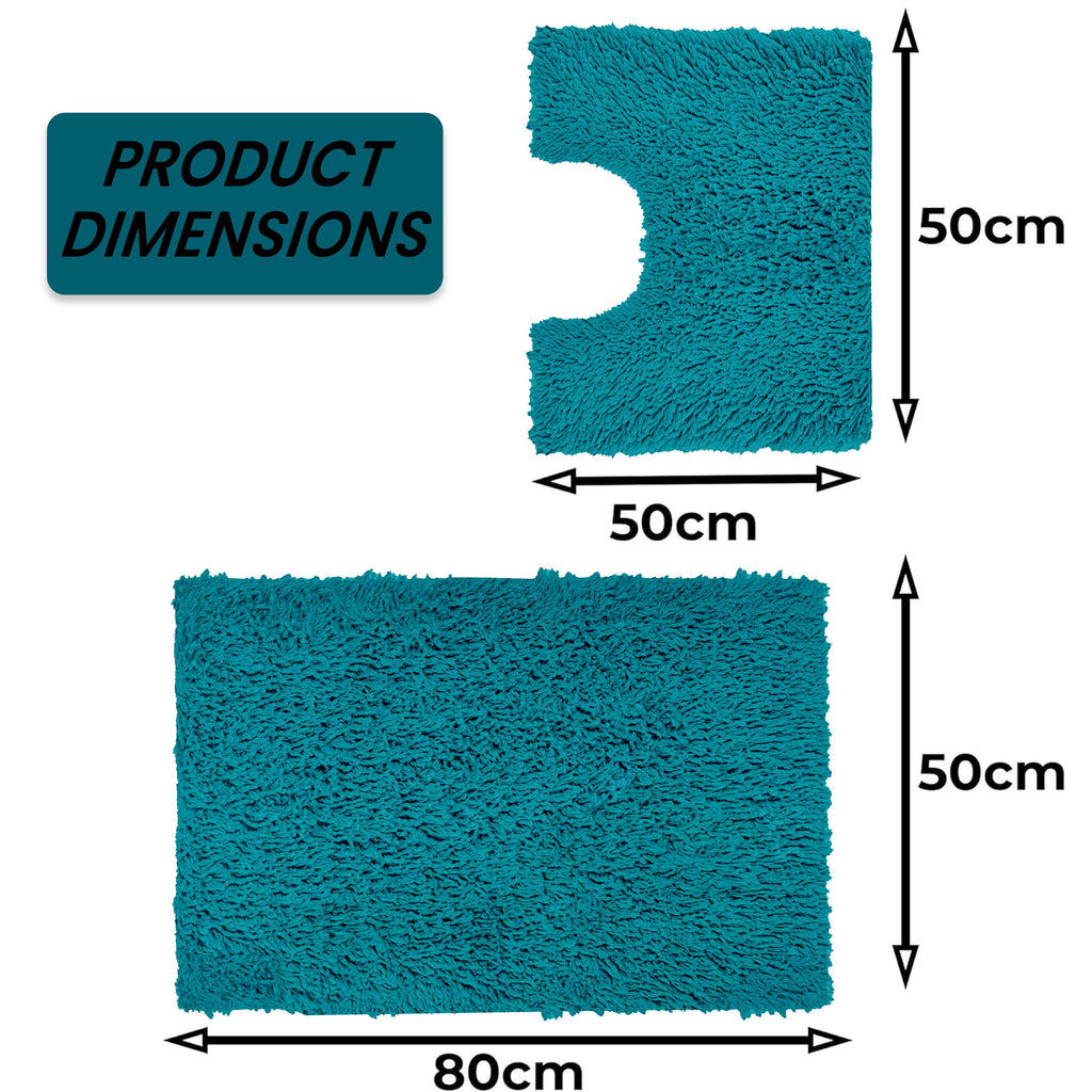 Como 2 Piece Teal Bath Mat & Pedestal Set Non-Slip Super Absorbent Cotton Bathroom Mats by OLIVIA ROCCO
