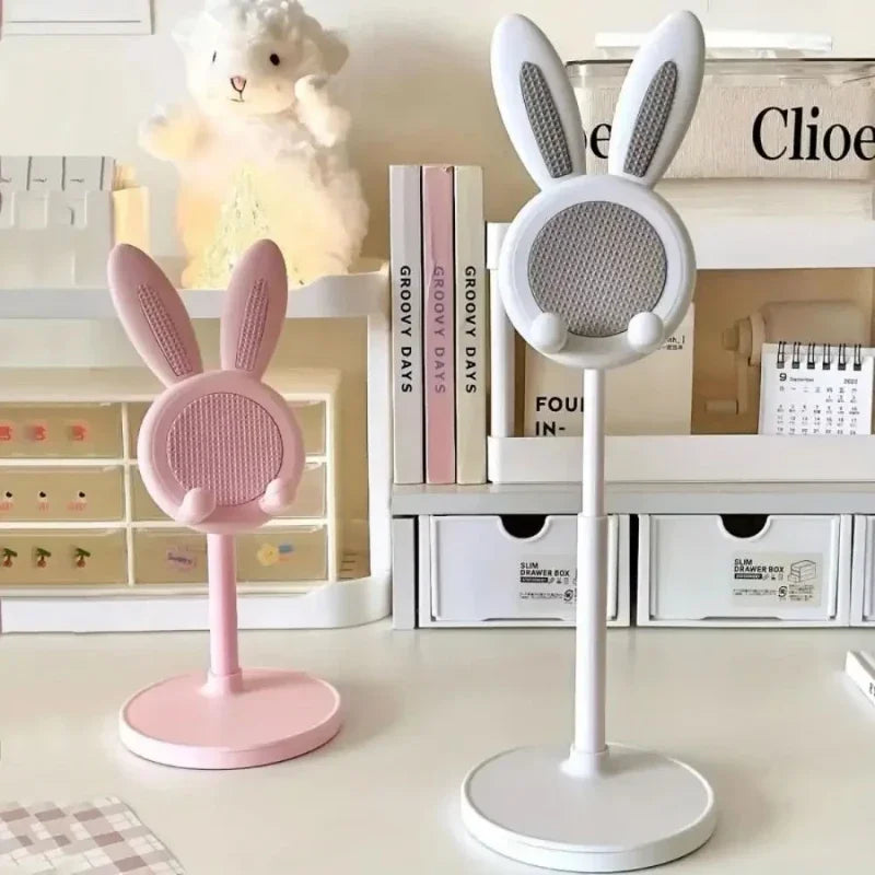 Cute Rabbit Mobile Phone Stand – Adjustable Desktop Holder for Smartphones & Tablets