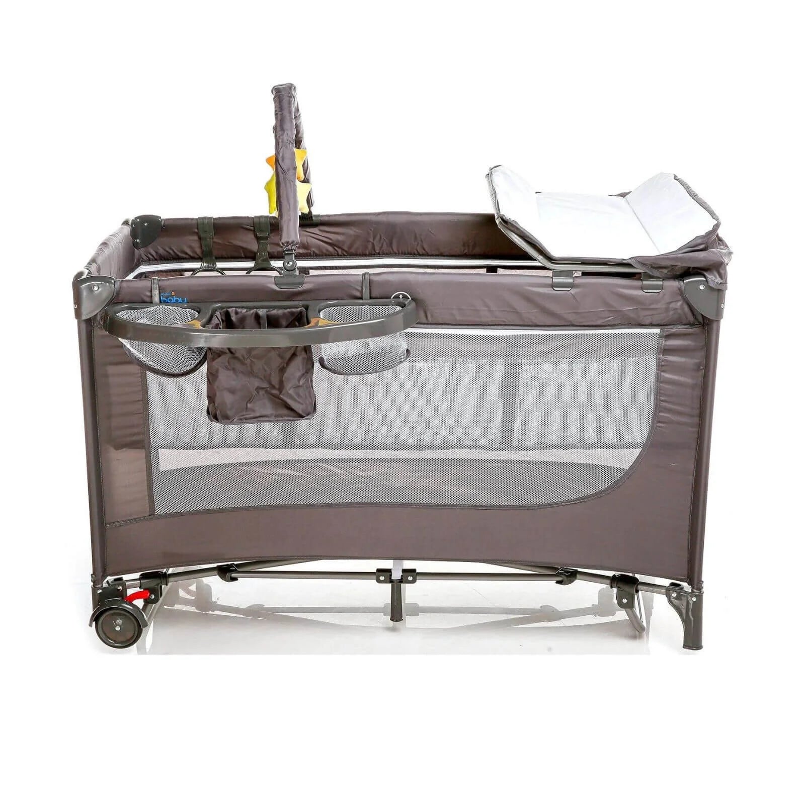 baby plus Play-Sleep Travel Cot - Grey