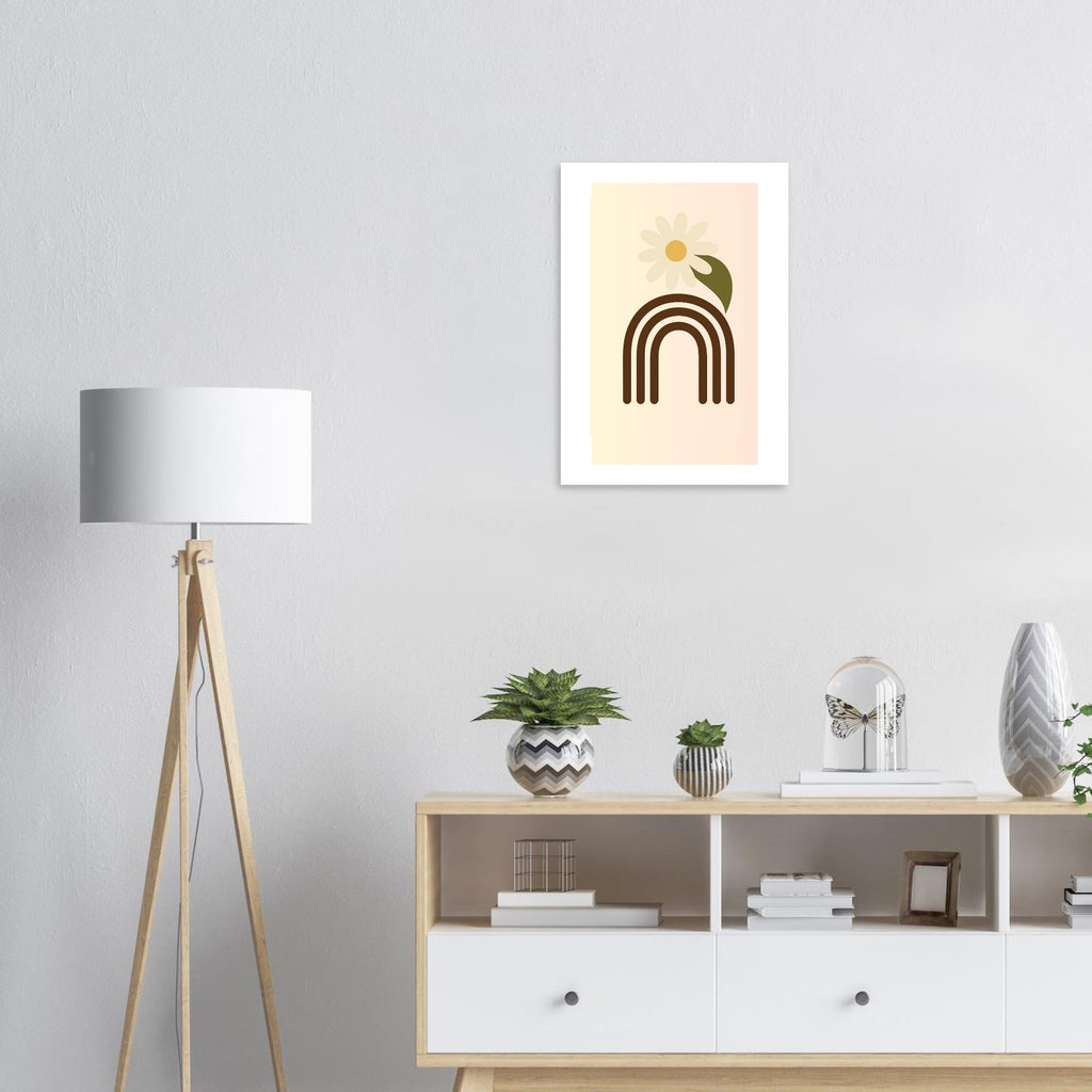Minimalist Floral Print - Abstract Daisy Poster - Earthy Brown Boho Wall Art