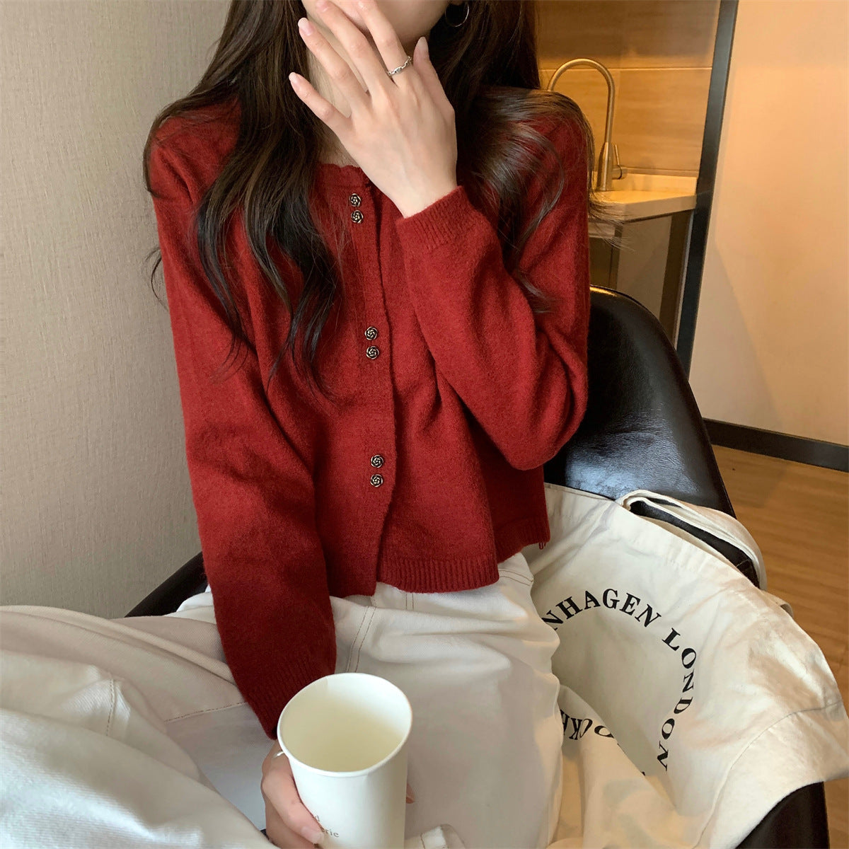 Women's Long-sleeved Sweater Cardigan Coat