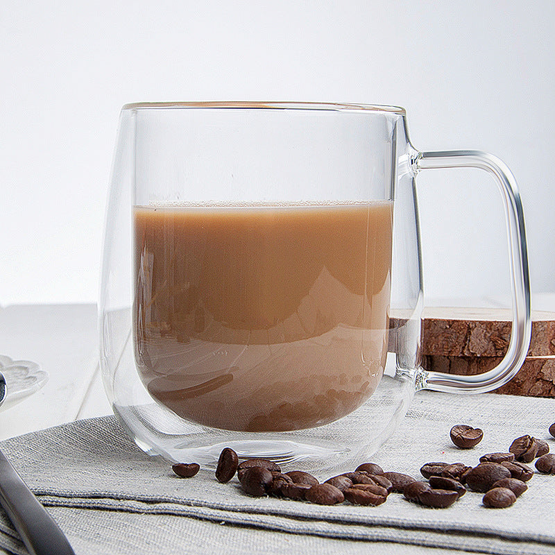 Double-layer High Borosilicate Glass Water Cup Heat-resistant Belt Handle