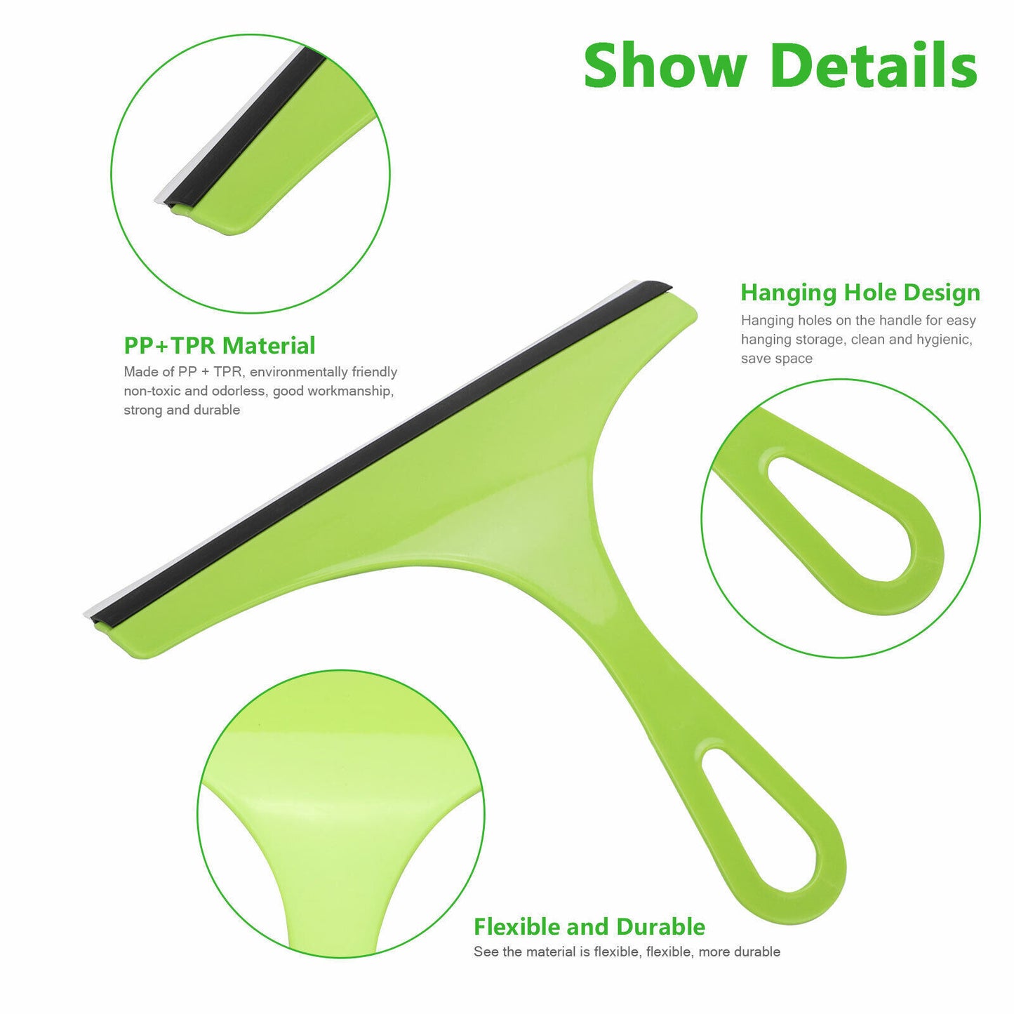 3X Glass Window Wiper Cleaner Squeegee Shower Screen Mirror Home Car Blade Brush Simple Green Car Glass Window Cleaner Wiper Cleaner Household Cleaning Brush Window Cleaning Tools