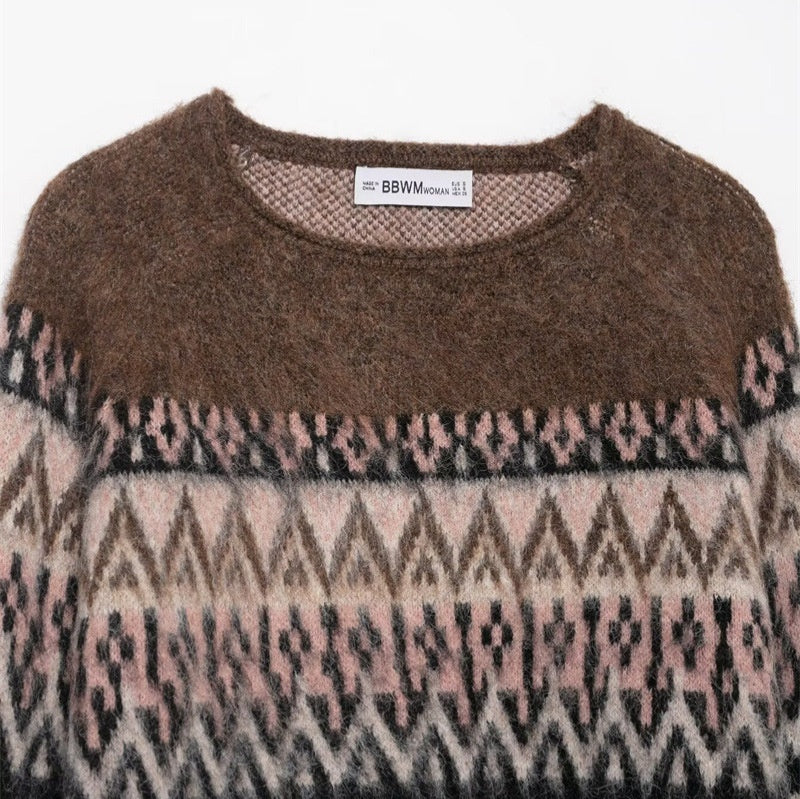 Women's Retro Vintage Jacquard Knit Sweater | Premium Modest Fashion