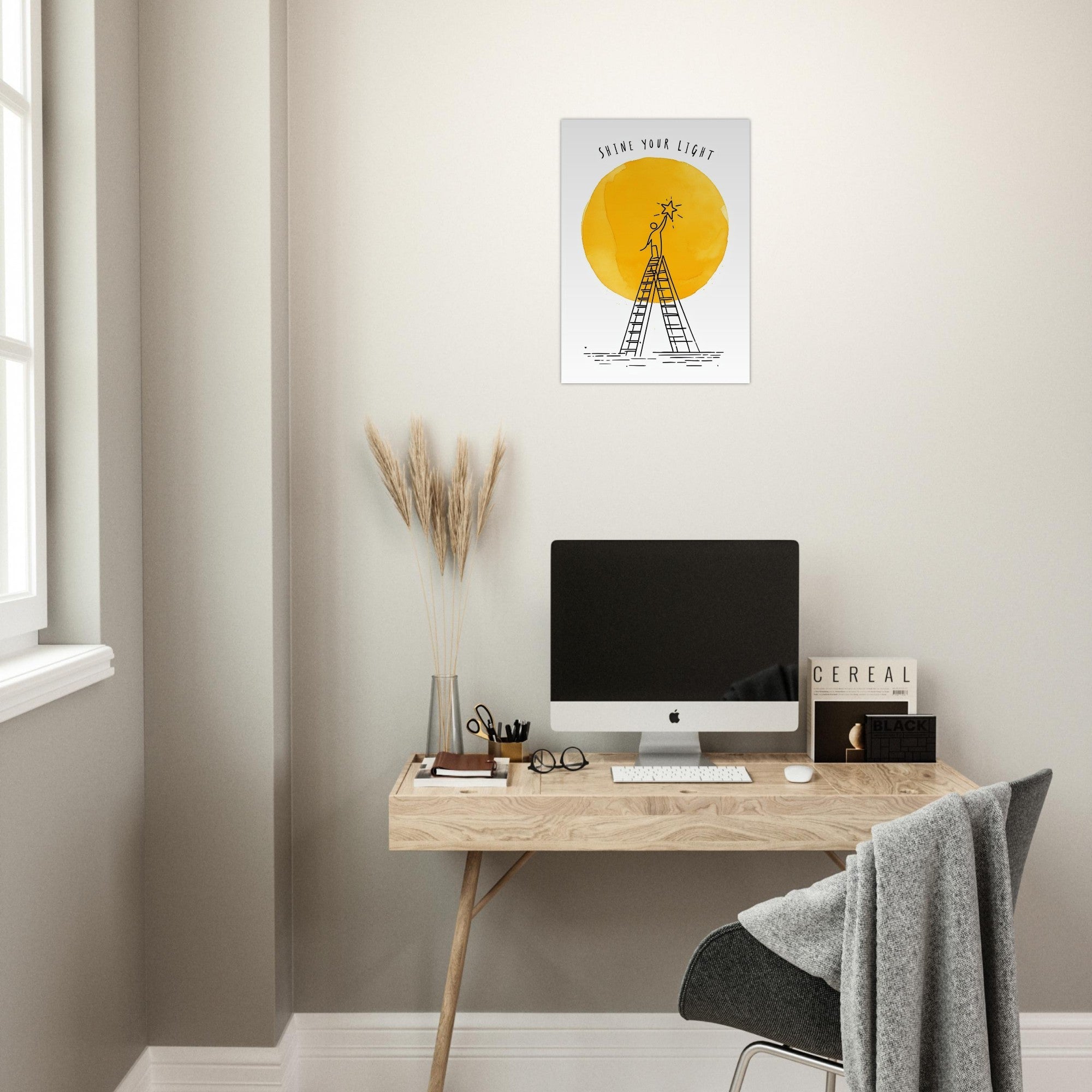 Shine Your Light Poster - Minimalist Inspirational Wall Art - Motivational Print for Home & Office Decor
