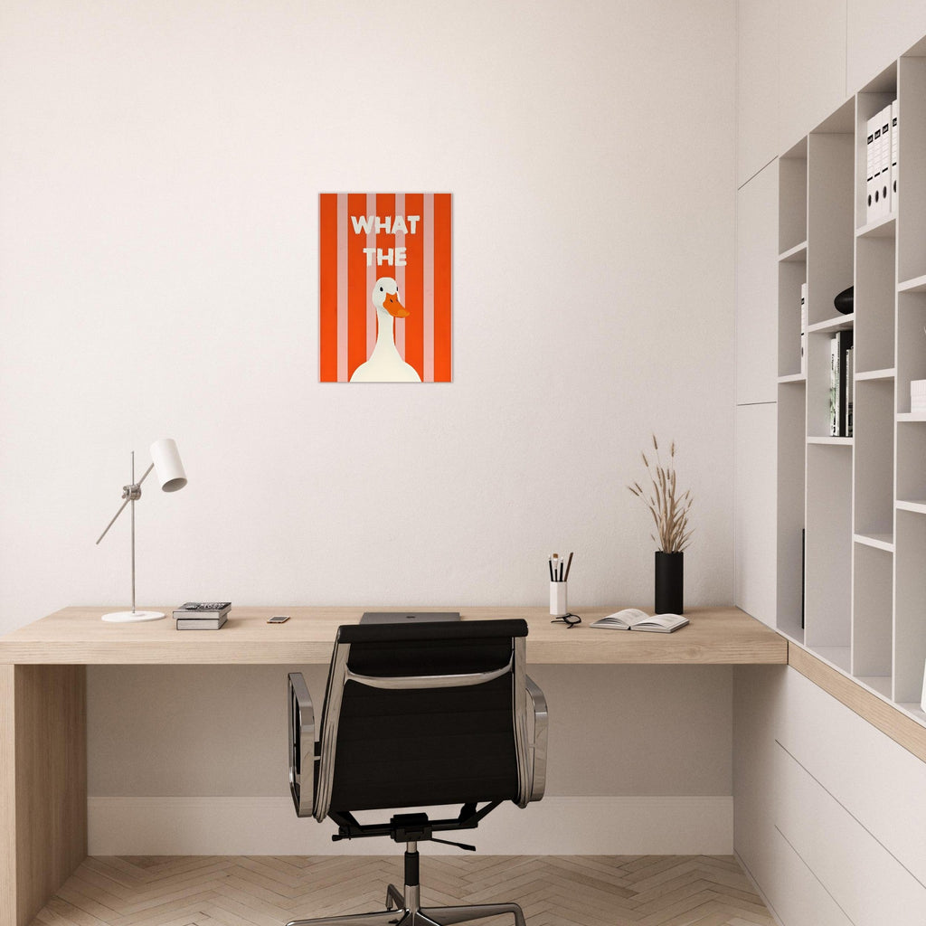 What The Duck: Funny Minimalist Animal Poster - Bold Stripes & Whimsical Design