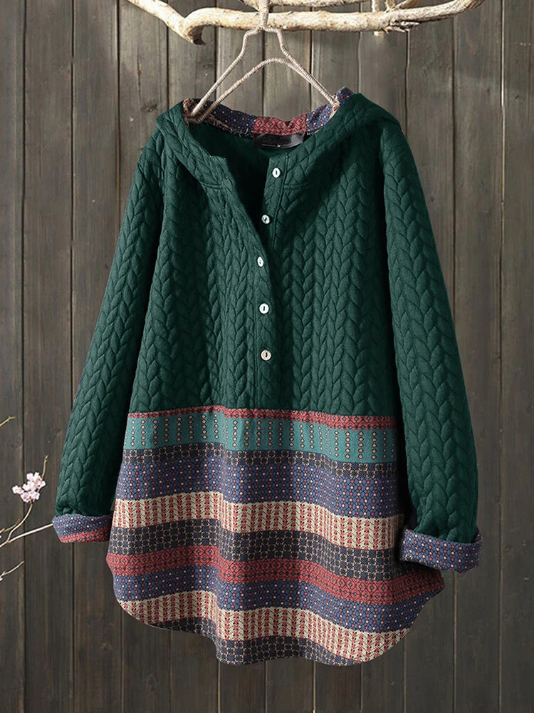 Short Coat Ethnic Style Printed Long-sleeved Mid-length Women's Coat