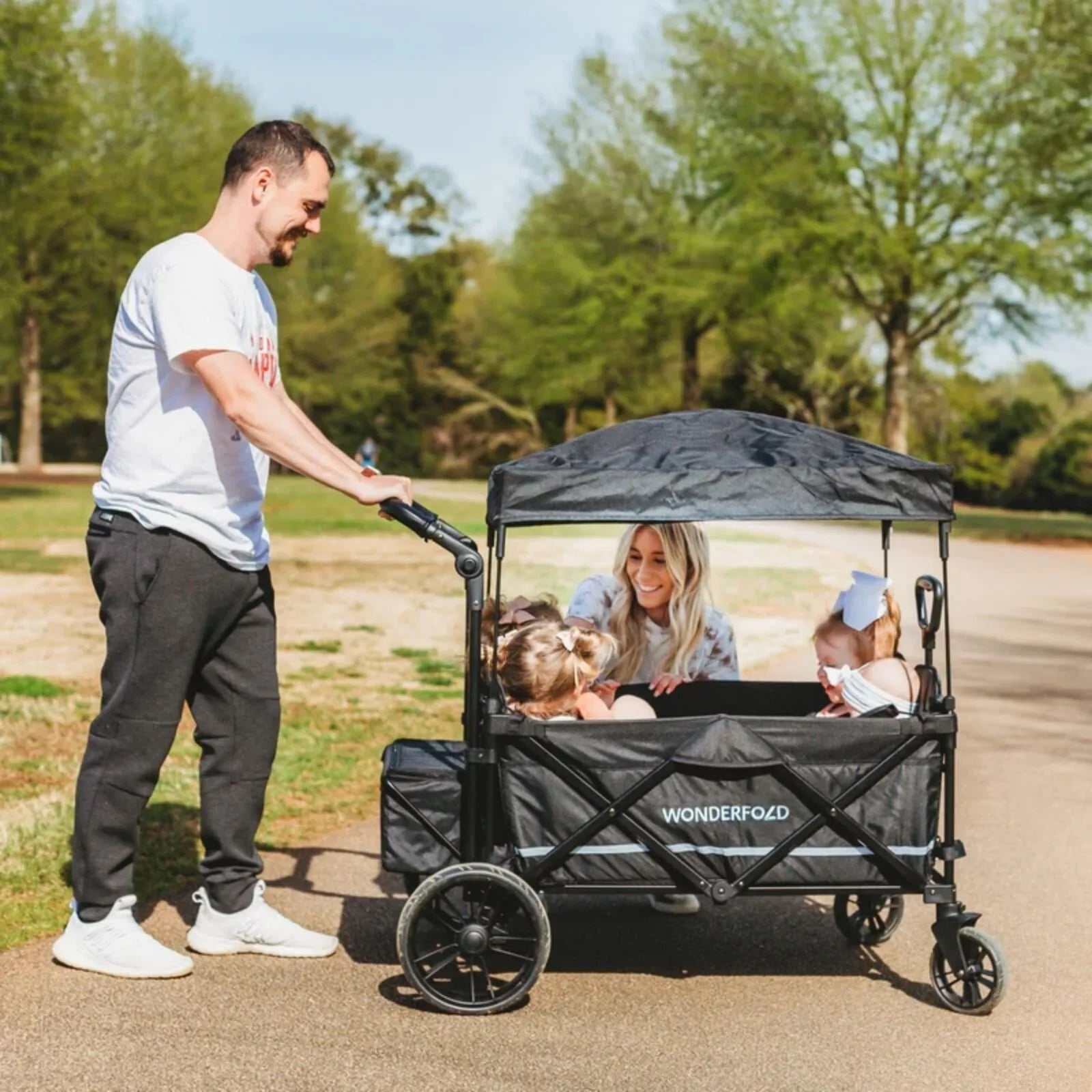 Wonderfold X4R Push and Pull Quad Stroller Wagon - Black