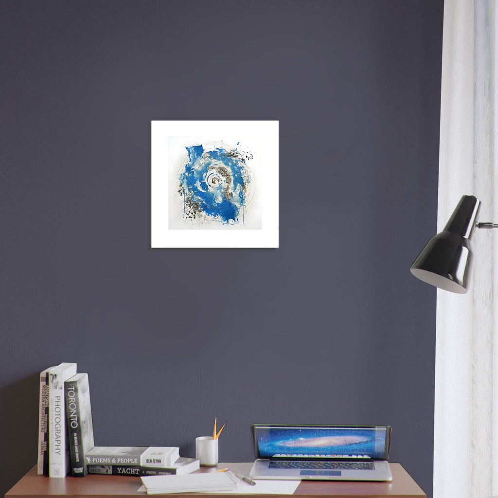 Abstract Blue & White Impasto Art Print – Modern Wall Poster