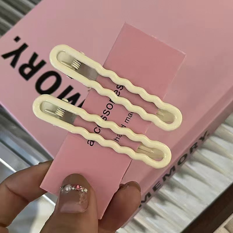 Hollow Wave Metal Barrettes Milk Fufu Candy Color