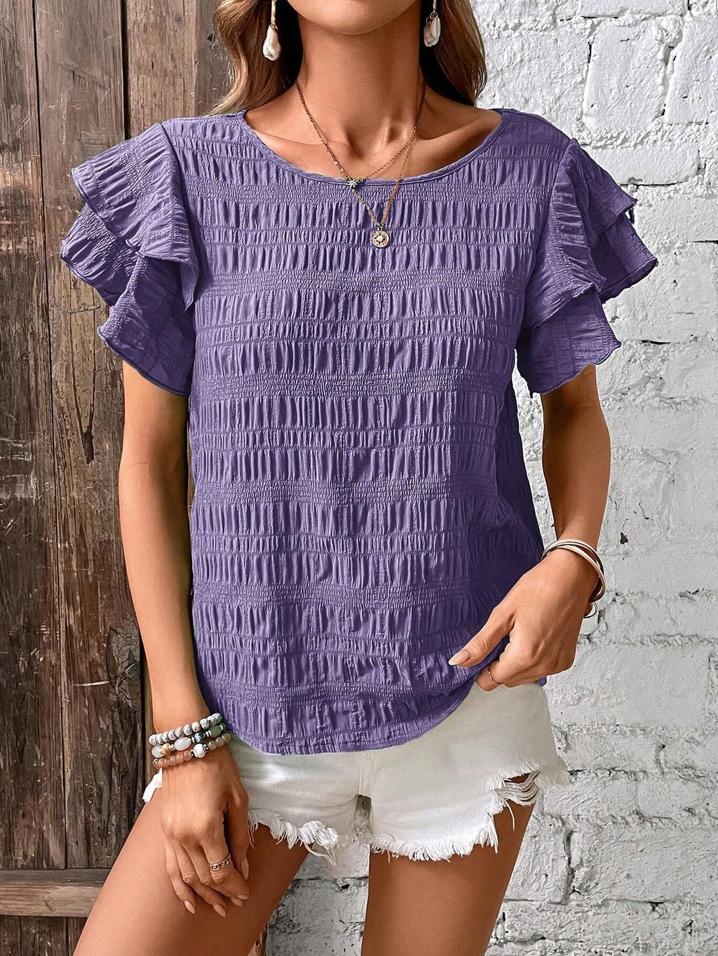 Women's Elegant Crew-neck Pullover T-shirt